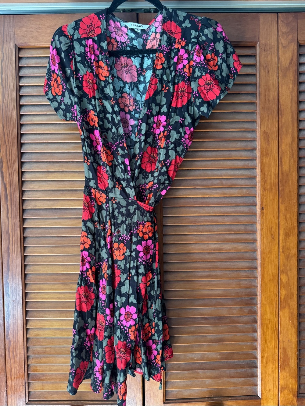 ROLLA'S Black Mini Dress with Red & Pink Floral Print